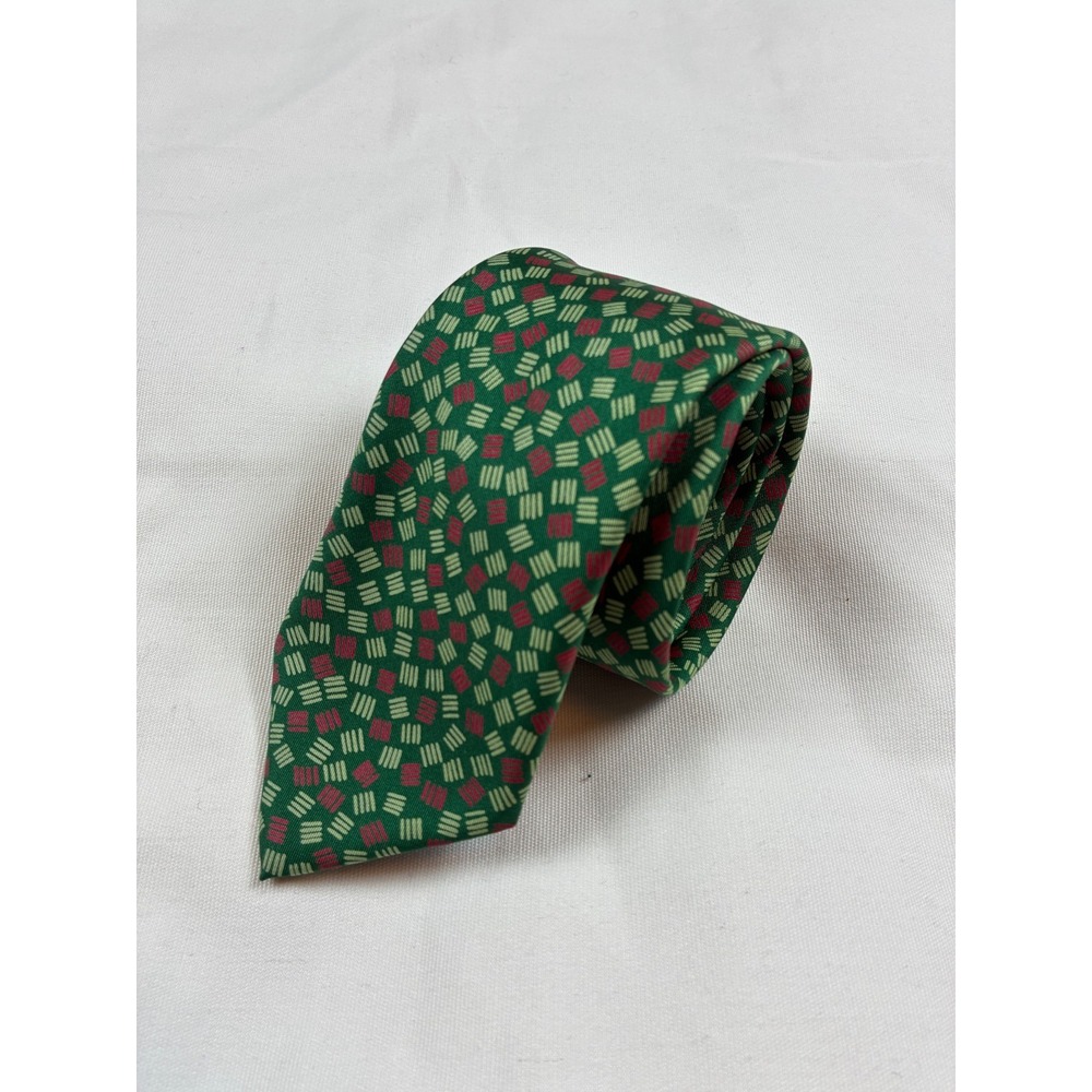 Charvet Silk Tie Green Pattern Made in France Designer Luxury